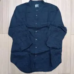 無印良品　ネイビー XL 100%リネン 長袖シャツ
