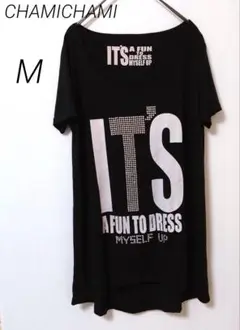 CHAMICHAMI ブラック 半袖 ロングワンピース M