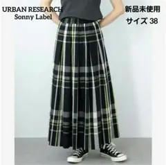 新品　アーバンリサーチサニーレーベル　サマーチェックタックスカート　ブラック★