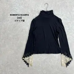 a1828＊ROBERTA SCARPA ベルスリーブハイネック　黒【42】