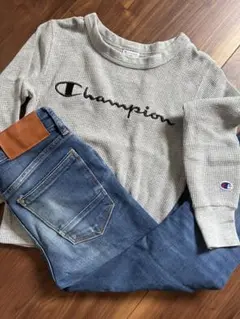 Champion長袖130H&Mジーパン2点セットGUユニクロGAPライトオン