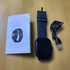 スマートウォッチ iPhone Android 対応 時計 黒 ブラック