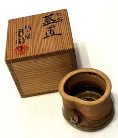 未使用品 竹節 蓋置 朝日窯 良岡作? 工芸品 茶道具 インテリア 希少