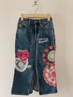 あちゃちゅむムチャチャ　デニムロングスカート　一点もの　ヴィンテージ　希少