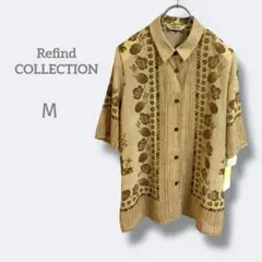 2958コレクション【M】花柄 半袖シャツ 個性的　シフォン　洗える