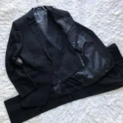 【近年 美品 XL】スーツセレクト　3ピース　ブラックフォーマル　礼服　ジレ