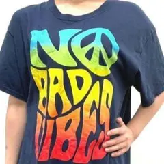 DOM Tシャツ NO BAD UIBES ネイビー 紺色 Lオールド古着