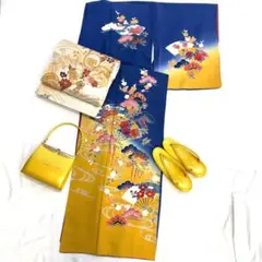 【2109】着物 訪問着 袷 正絹 扇面 松 梅 楓 単品販売♪