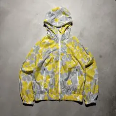 HELLY HANSENイエローグレー 花柄　ナイロンジャケット