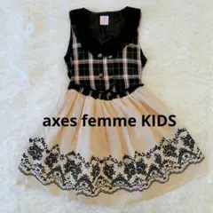 axes femme KIDS 140 チェック切替ワンピース　金ブレ