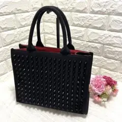 「スタッズ デコレーション 2way バッグ」ブラック ハンド&ショルダー
