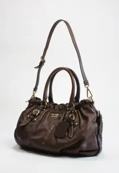 ◆美品◆PRADA◆プラダ◆ハンドバッグ/オールレザー/ブラウン