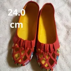 【新品】スリッポンカラフル花柄ストラップフラットジュース
