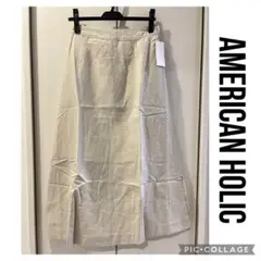 新品 タグ付き AMERICAN HOLIC リネンブレンドAラインスカート