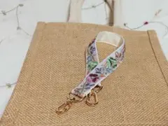 インド刺繍リボンのハンドストラップ Aブルー