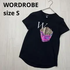 ● WORDROBE スパンコール　Tシャツ ディノス　ブラック　S