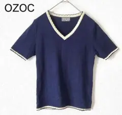 OZOC オゾック ネイビー Vネック半袖トップス 日本製