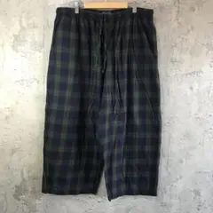 az156古着　チェックパンツ　パジャマパンツ　紺　緑　茶　90s Y2K