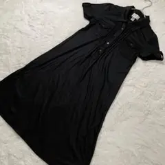 【2】組曲 ♡ シャツ ワンピース ブラック 半袖 着丈93cm