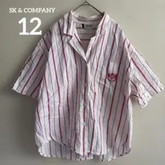 SK & COMPANY ストライプ 半袖シャツ 12 150cm ピンク 白