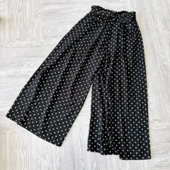 エディットシーン【F】ドット柄ワイドパンツ ウエストゴム 黒×白 ゆるだぼ