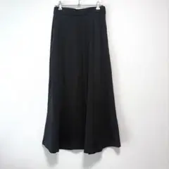 ボトムスフレアスカート 黒 スリット入り ポケット付き