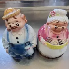 加藤工芸　おばあさん　おじいさん　陶器の容器クッキージャー　昭和　ヴィンテージ