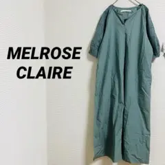 【メルローズクレール】 ワンピース ロング丈 半袖 くすみグリーン デート