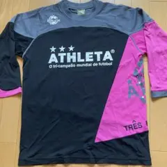 ATHLETA サッカー七分袖Tシャツ 黒/ピンク/グレー　メンズLサイズ