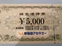 早稲田アカデミー 株主優待券 5000円分