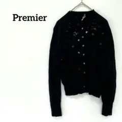 訳あり Premier カシミヤ100 カーディガン　ブラック　ビーズ刺繍