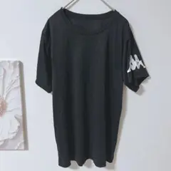 カッパ　半袖Tシャツ　袖プリント付き　スポーツウエア　黒 　M