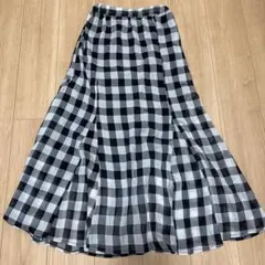 【未使用品】フレアスカート M ブラック・ホワイト チェック