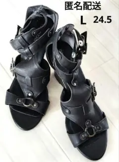 匿名配送SALE‼️verduraストラップサンダル ウェッジソール黒ブラックL