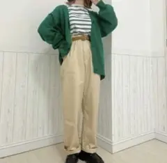 WEGO タックテーパードチノパンツ ベージュ M