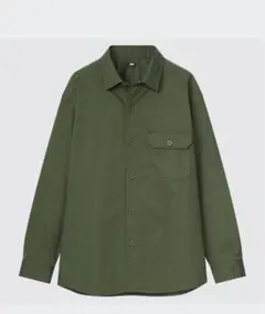 廃盤　UNIQLO ストレッチツイルオーバーサイズシャツ　オリーブ　カーキ　XL