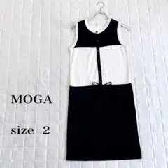 MOGA モガノースリーブワンピース ホワイトはブラックサイズ2