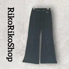 フレアパンツ ストレッチワイドパンツ ヨガ フィットネスパンツ (F) ブラック