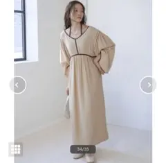 【WEB完売品】Bab 袖ボリュームパイピングワンピース