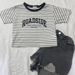 ラブトキボーダークロップド丈Tシャツ
