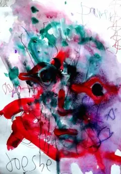 ken1作絵画 一点物A4サイズ 五体アート「i just can this」