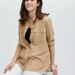 UNIQLO UVカットベージュ 長袖シャツ XS
