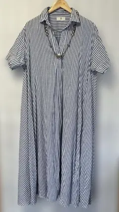 r.p.s ストライプ 半袖　ロングシャツワンピース