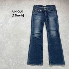 a1568＊UNIQLOフレアデニム　ブルー【25inch】カジュアル