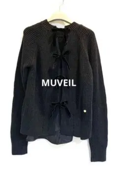 MUVEIL 18SS バックリボンリブニット 黒 クリーニング済