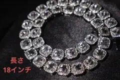 長さ18インチ シルバー テニスチェーン マイアミキューバンネックレス LEX