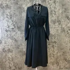 ✨ハニーズ✨グラシア♡スッキパーシャツワンピース♡長袖♡ロング♡紺(M)