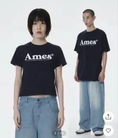 AMES-WORLDWIDE BASIC LOGO TEE ネイビー S