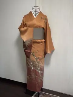 訪問着 三越誂製 紗綾形/金彩/友禅 菊/梅/萩/花菱/七宝 正絹 身丈161