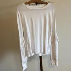 MEGMIURA フリル付き長袖Tシャツ 38 ホワイト